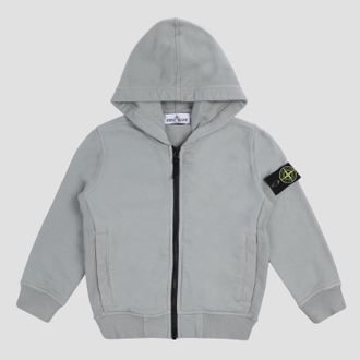 Stone Island Boys Boys Juniors Badge Full-Zip Hoodie in Grey Cotton - Size 14Y