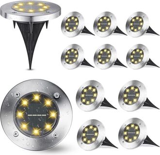 OEM Luces Solares Para El Suelo, 12 Paquetes De 8 Leds De Luces Solares Para Senderos, Impermeables, Para El Jard&iacute;n, Para El Camino De Entrada (blanco C&aacute;l