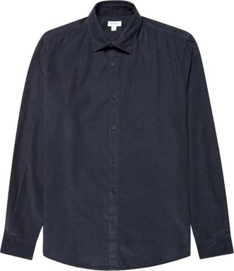 Sunspel Fine Cord overhemd - Heren - Overhemden - Blauw - Maat: L Katoen
