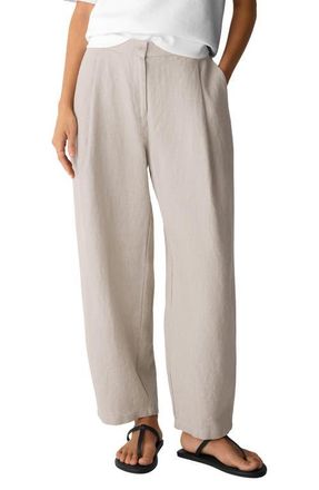 Eileen Fisher Curved Organic Linen Ankle Pants in Undyed Natural at Nordstrom, Size X-Large