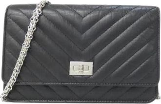 Chanel Pre-owned Calfskin Chain Wallet - Dames - Vintage Schoudertas - Zwart - ONE Size - Leer - Vintage