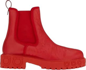Ferragamo Womens Gancini Chelsea Boots In Red