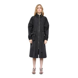 Meimeij Elegante trench impermeable con cuello alto - Coats - Mujer - Negro - S