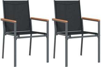 vidaXL Vidaxl - Sillas de jardín 2 uds textilene y acero negro 55x61,5x90 cm
