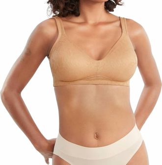Dominique Jolie Jacquard Wire-Free Minimizer Bra In Mocha