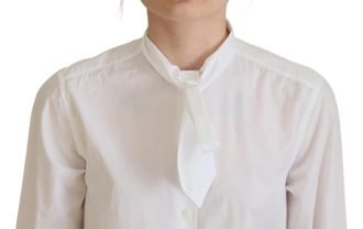 Dolce & Gabbana White Cotton Collared Long Sleeves Formal Womens Top (Pre-Owned)