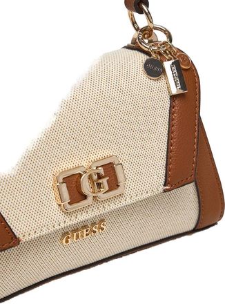 Guess Womens Shoulder Bag Natural-Cognac Cotton - Shoulder-Bags Natural/cognac