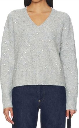 LnA Noma Rhinestone Sweater In Silver Grey