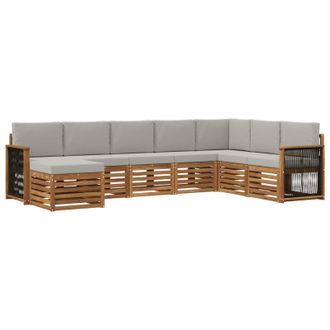 vidaXL Conjunto De Sof&aacute;s De Exterior 6 Pcs Natural Y Gris Claro Vidaxl