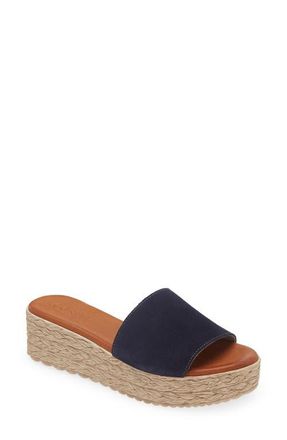 Cordani Bizzy Espadrille Platform Wedge Slide Sandal in Navy Suede at Nordstrom, Size 4.5Us