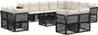 vidaXL Conjunto De Sof&aacute;s De Jard&iacute;n 13 Uds. Negro Rat&aacute;n Sint&eacute;tico Vidaxl