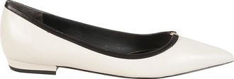 Tory Burch Double T Gesp Puntige Ballerinas - Dames - Ballerinas - Wit - 38 EU - Leer - Schoenen
