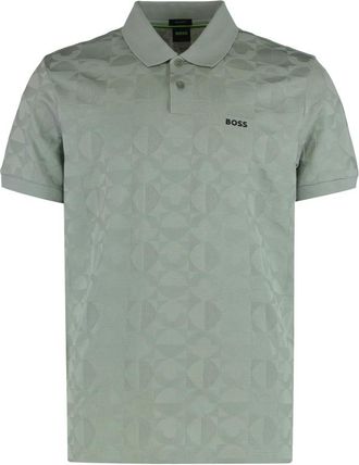 HUGO BOSS Green Textured Logo Polo