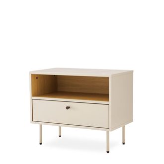 Koketto Home Mesita de noche 60 cm con 1 cajon y hueco color beige