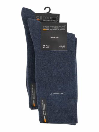 Camano Socken im unifarbenen Design im 2x2er-Pack in Jeansblau, Gr&ouml;&szlig;e 47-49