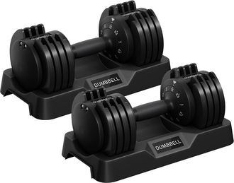 Yaheetech Homevive Mancuernas Ajustables 5 En 1 Pesas De Ajuste R&aacute;pido En 1 Segundo De 2 Kg A 12 Kg Para Gimnasio En Casa Negro