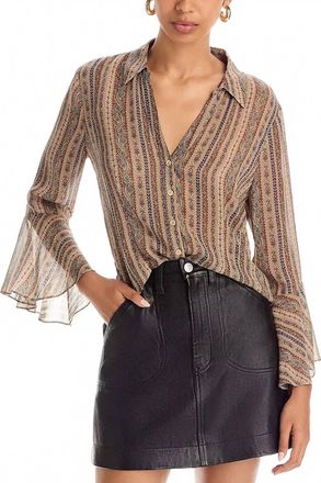 Paige Jasmeet Silk Blouse In Brown Multi