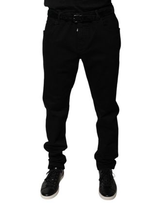 Dolce & Gabbana Mens Black Logo Cotton Stretch Skinny Denim Jeans Elastane Clothing