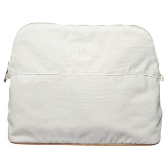 Herm&egrave;s White Canvas Pouch (Pre-Owned)