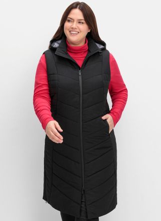 Sheego Steppweste SHEEGO, Damen, Gr. 40, schwarz, 100% Polyamid, Taschenfutter:100% Polyester, Wattierung:100% Polyester, unifarben, Westen Steppweste