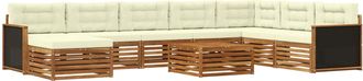 vidaXL Conjunto De Sof&aacute;s De Exterior 9 Uds. Natural Y Crema Vidaxl