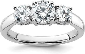 Diamond2Deal 14k Gold Lab Grown Diamond 3-Stone Wedding Band Ring 1.5Ct Clarity- VS Color- D-E