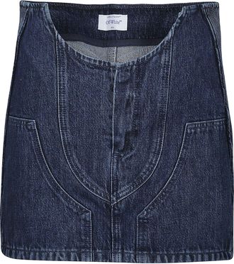Off-white Motorcycle Hole Cotton Denim Mini Skirt