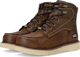 Ariat Mens Rebar Wedge 6 Waterproof Moc Toe Work Boots In Brown