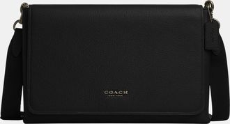 Coach Mens Caleb Messenger in Pebbled Leather - Black - One Size