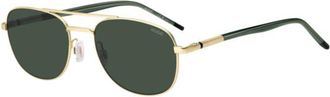 HUGO BOSS Gold-tone sunglasses with green trims