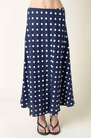 Olivaceous Marisa Polka Dot Maxi Skirt In Navy/natural