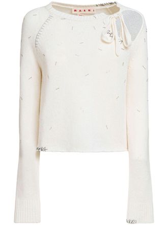 Marni bead-embellished sweater - women - Virgin Wool/Cashmere - 38 - Neutrals