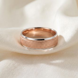 Pompeii3 6MM Hammered Wedding Band 14K Rose Gold Size Selectable