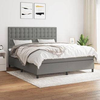 vidaXL Vidaxl - Cama Box Spring Con Colch&oacute;n Tela Gris Oscuro 160x200 Cm