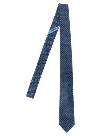 Ferragamo Blue Biella Logo Tie
