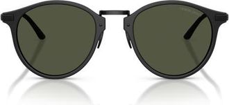 Armani 51mm Round Sunglasses in Matte Black /Green at Nordstrom