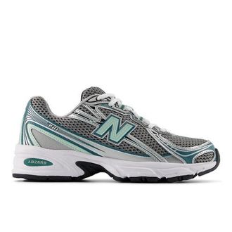 New Balance Unisex 740 in Grigio/Verde, Pelle Scamosciata/Rete, Taglia 37.5