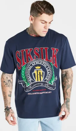 Siksilk Camiseta oversized varsity azul marino para hombre SikSilk XL