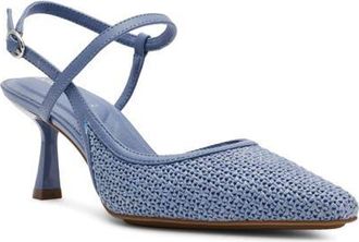 Anne Klein Cosmo Ankle Strap Pump in Blue Raffia at Nordstrom, Size 7.5