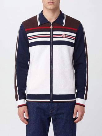 Casablanca Striped Stretch-Viscose Zip-Up Jumper with Classic Collar