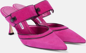 Manolo Blahnik Brontiamusa 70 suede mules
