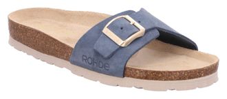 Rohde Pantolette ROHDE, Damen, Gr. 35, blau (jeansblau), Veloursleder, Schuhe Pantolette, Keilabsatz, Sommerschuh, Schlappen mit vorgeformtem Softfussbett