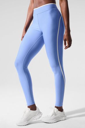 Alo | Airlift High Waist Charger 7/8 Legging in Crystal Clear Blue/White, Size: Medium