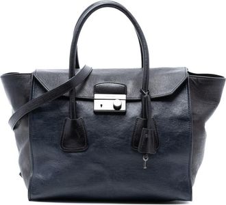 Prada Pre-owned Prada Bicolor Glace Calf Sound Lock Satchel TQ60UV5OT3APDLF4