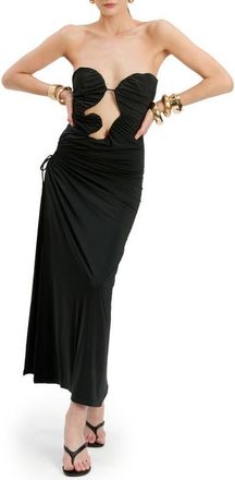 Bardot Alberta Ruched Cutout Strapless Dress in Black at Nordstrom, Size 8