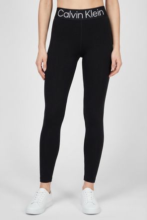 Calvin Klein Leggings CALVIN KLEIN, Damen, Gr. XL, N-Gr, schwarz, Obermaterial: 60% Baumwolle, 35% Polyamid, 5% Elasthan, lang, Hosen Leggings, breiter Logobund, w