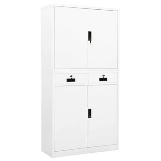 Berkfield Home Office Cabinet White 90x40x180 cm Steel | Size: 90 x 40 x 180 cm