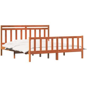 vidaXL Bed Frame with Headboard 2 pcs Wax Brown 205.5 x 185.5 x 100 cm vidaXL