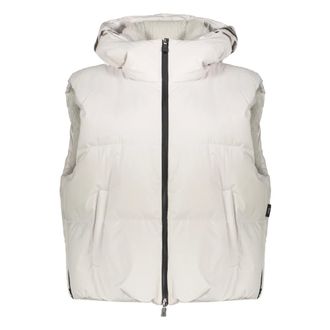 Herno Vests, female, Beige, Size: 2XL Hooded Down Bodywarmer with Two Pockets