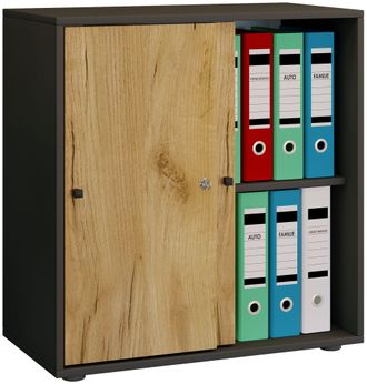 ebuy24 Armario De Oficina Vcm Con 2 Compartimentos Armario De Archivo Moderno Con Puertas Correderas Dimensiones Aprox. An. 70 X Al. 73 X T. 37 Cm - Comparti